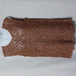 Suzelle Women's Gold Metalic Knitted Sleeveless Top. Size S